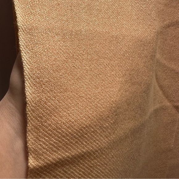 100% Cashmere Pashmina Short Scarf Twill Weave Design Caramel Eyelash Fringe NTW - Picture 12 of 16